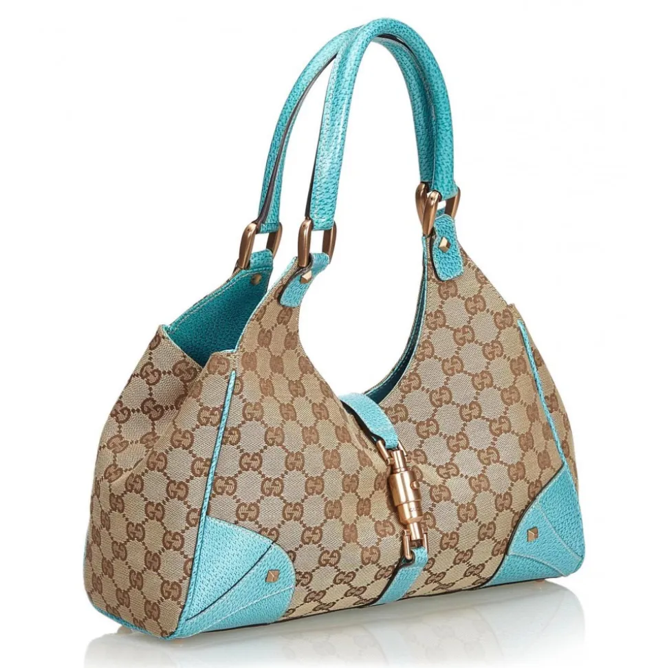 Gucci Vintage - Nailhead Jacquard Jackie Shoulder Bag - Brown - Leather Handbag - Luxury High Quality - Avvenice