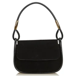 Gucci Vintage - Nubuck Leather Baguette Bag - Black - Leather Handbag - Luxury High Quality - Avvenice