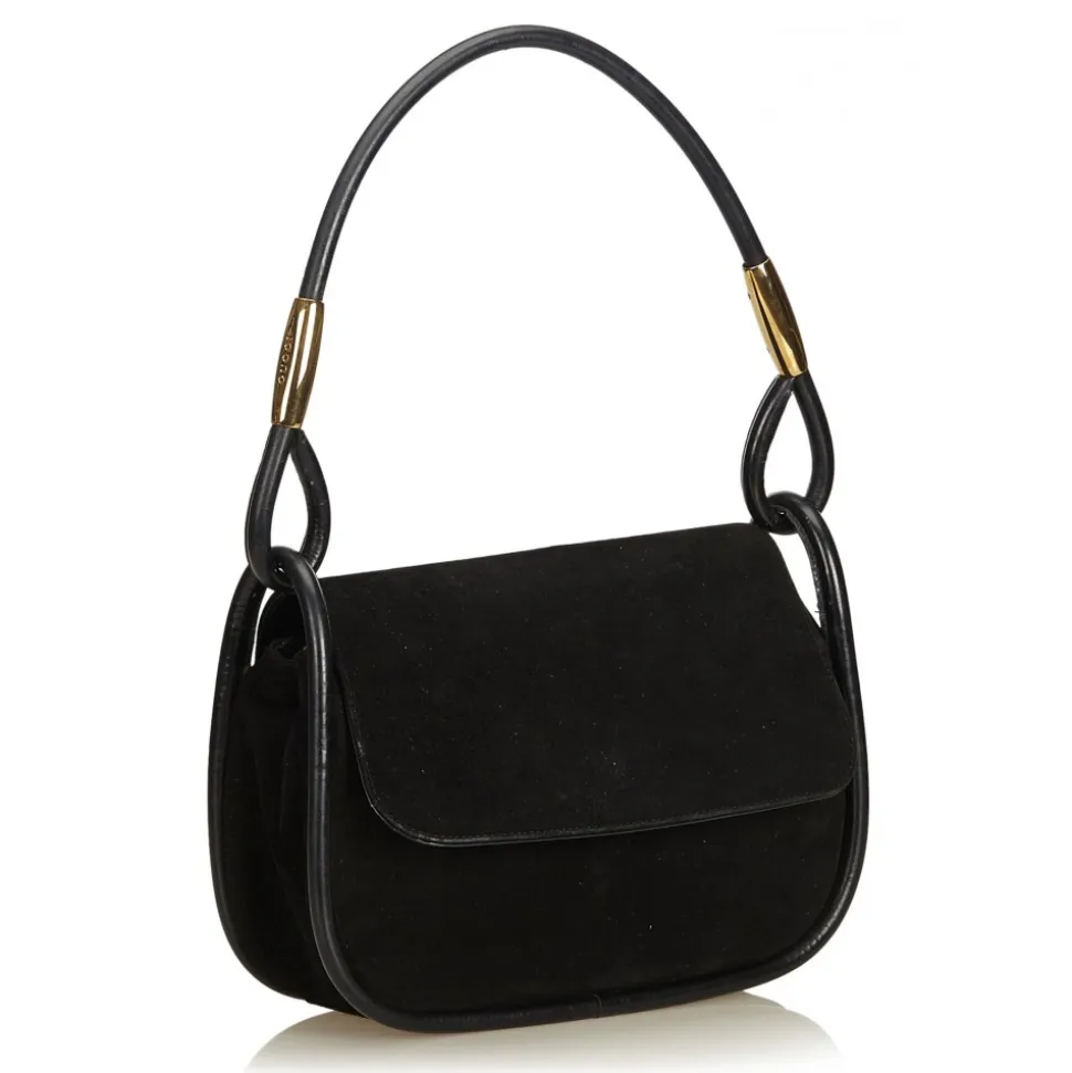 Gucci Vintage - Nubuck Leather Baguette Bag - Black - Leather Handbag - Luxury High Quality - Avvenice
