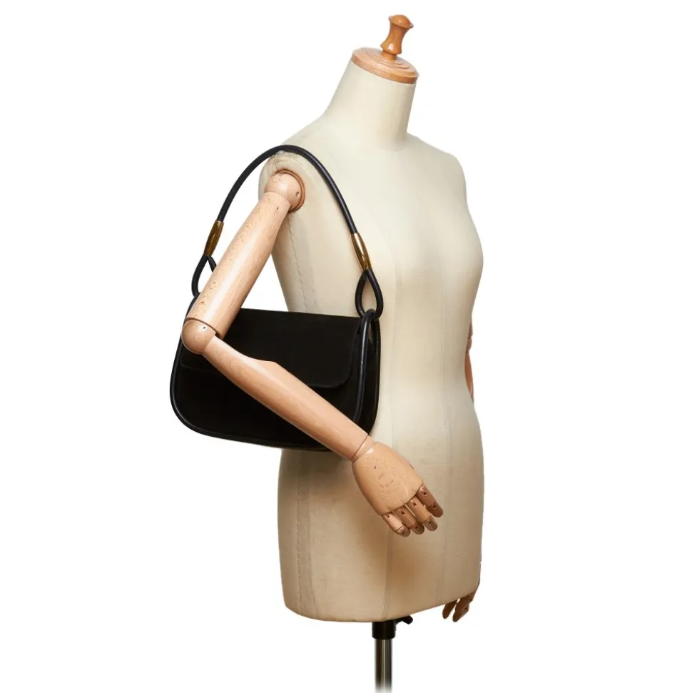 Gucci Vintage - Nubuck Leather Baguette Bag - Black - Leather Handbag - Luxury High Quality - Avvenice