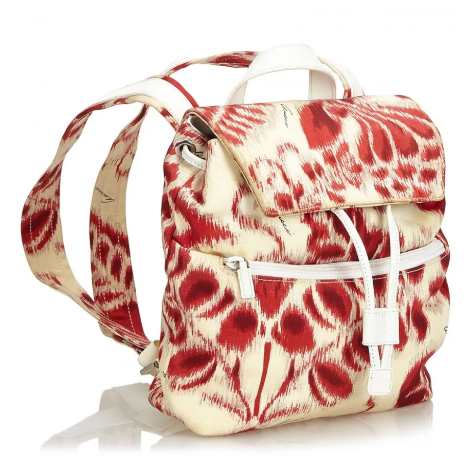 Gucci Vintage - Nylon Backpack - White Red - Leather Backpack - Luxury High Quality - Avvenice