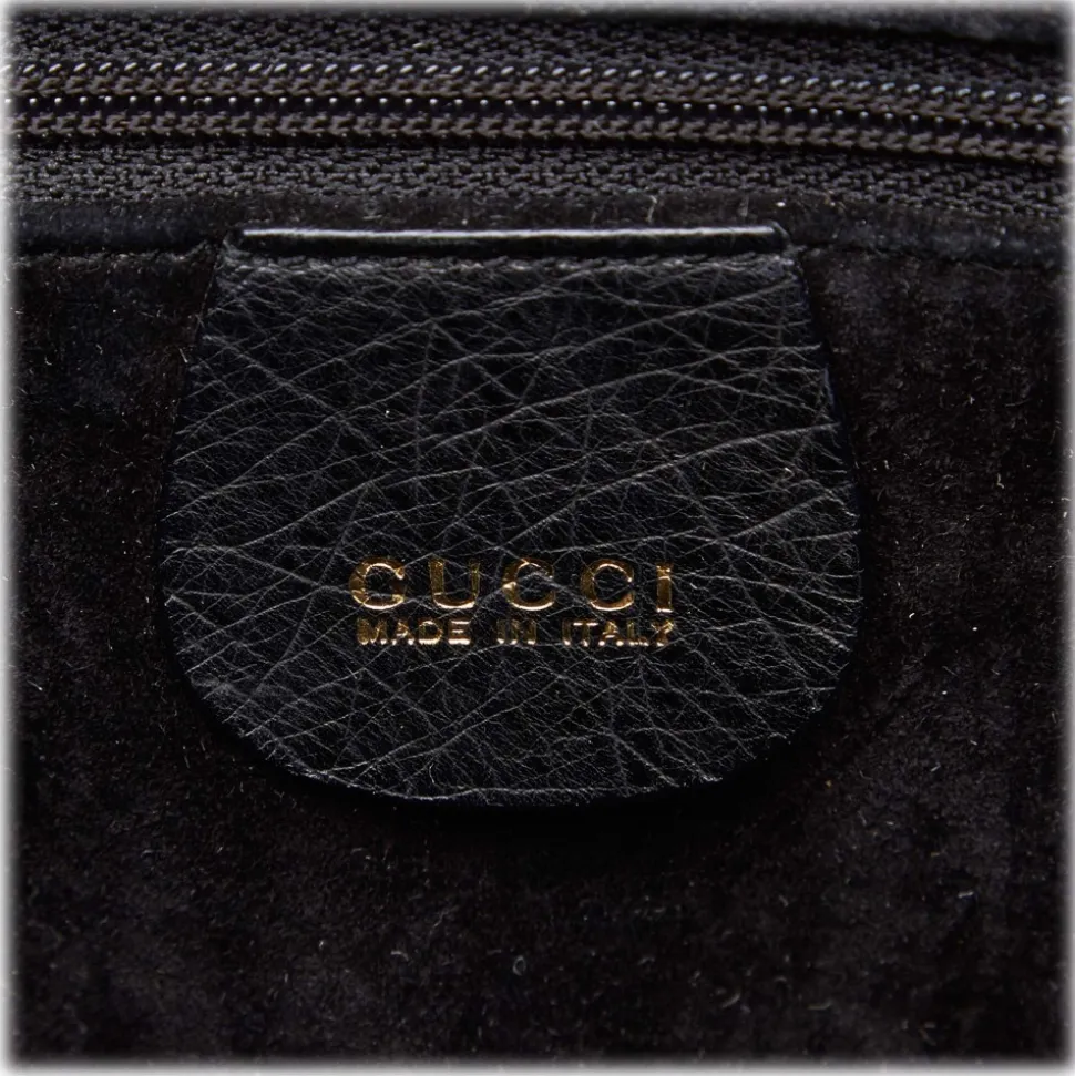 Gucci Vintage - Ostrich Bamboo Satchel Bag - Black - Leather Handbag - Luxury High Quality - Avvenice
