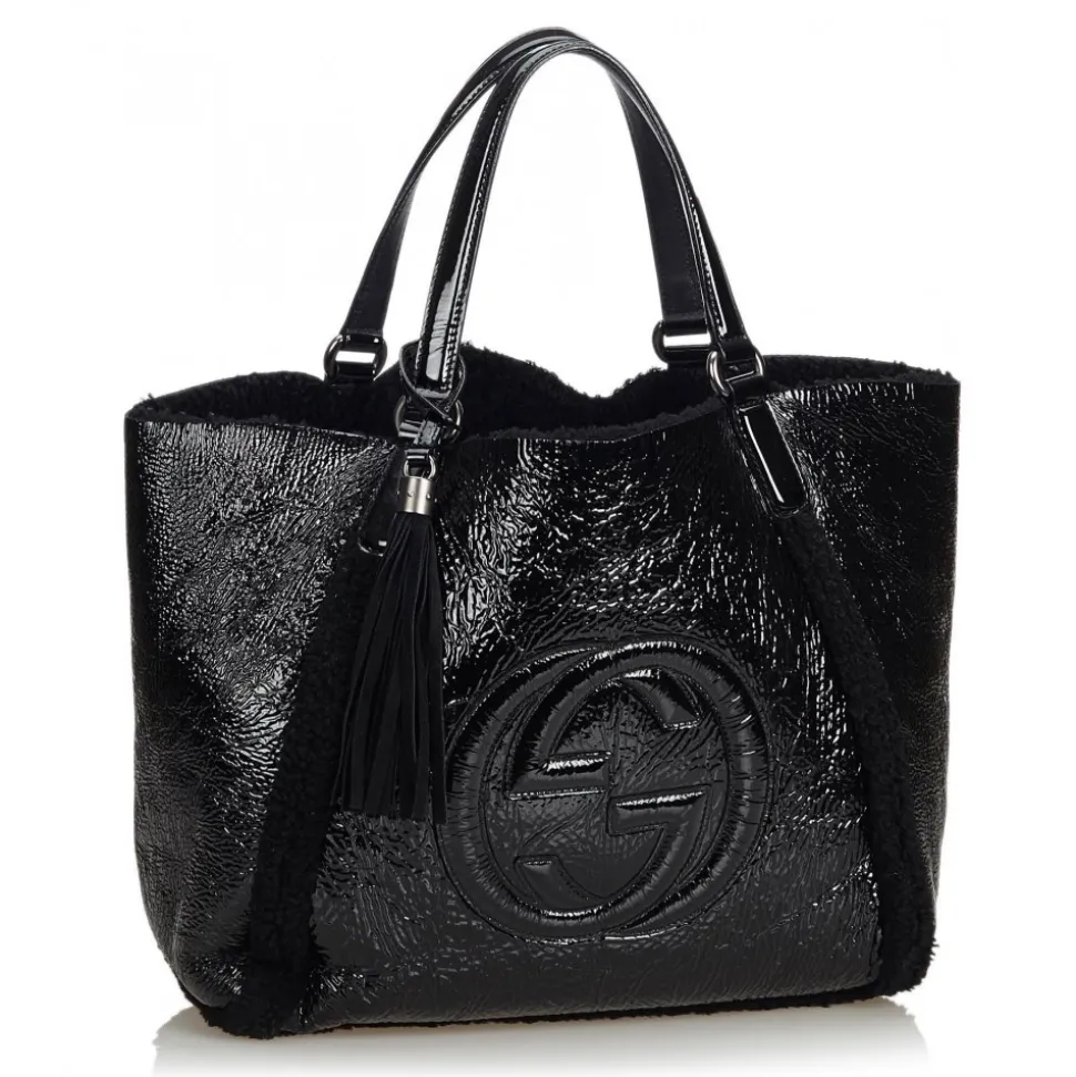 Gucci Vintage - Patent Leather Soho Cellarius Tote Bag - Black - Leather Handbag - Luxury High Quality - Avvenice