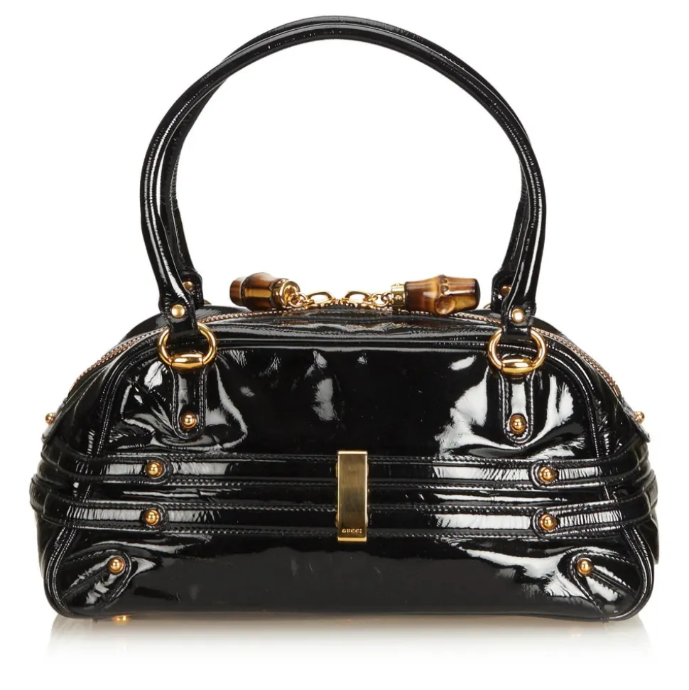 Gucci Vintage - Patent Leather Horsebit Wave Shoulder Bag - Black - Leather Handbag - Luxury High Quality - Avvenice