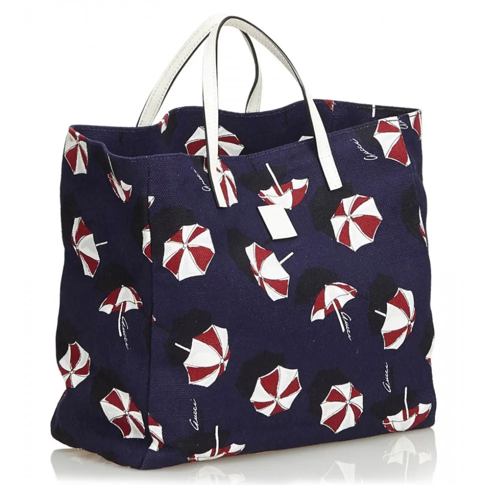 Gucci Vintage - Printed Nylon Tote Bag - Blue - Leather Handbag - Luxury High Quality - Avvenice