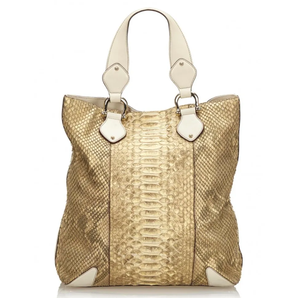 Gucci Vintage - Python Creole Tote Bag - Brown - Leather Handbag - Luxury High Quality - Avvenice