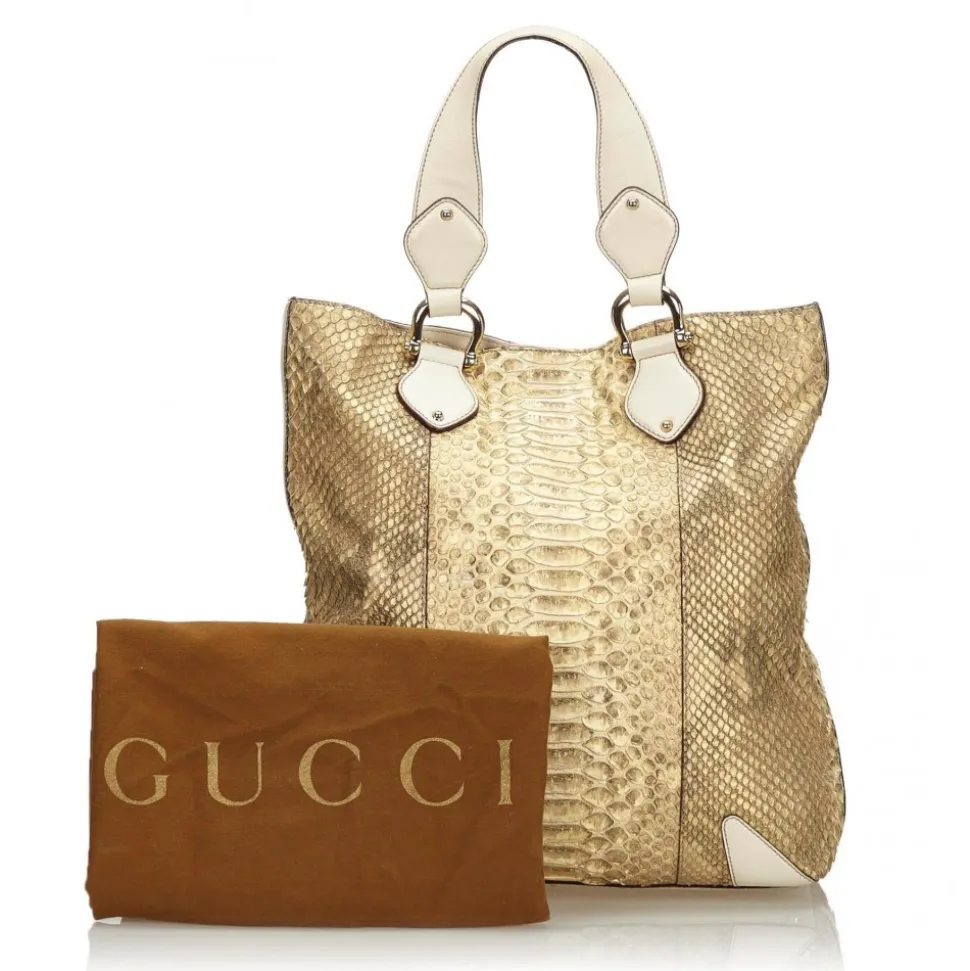 Gucci Vintage - Python Creole Tote Bag - Brown - Leather Handbag - Luxury High Quality - Avvenice