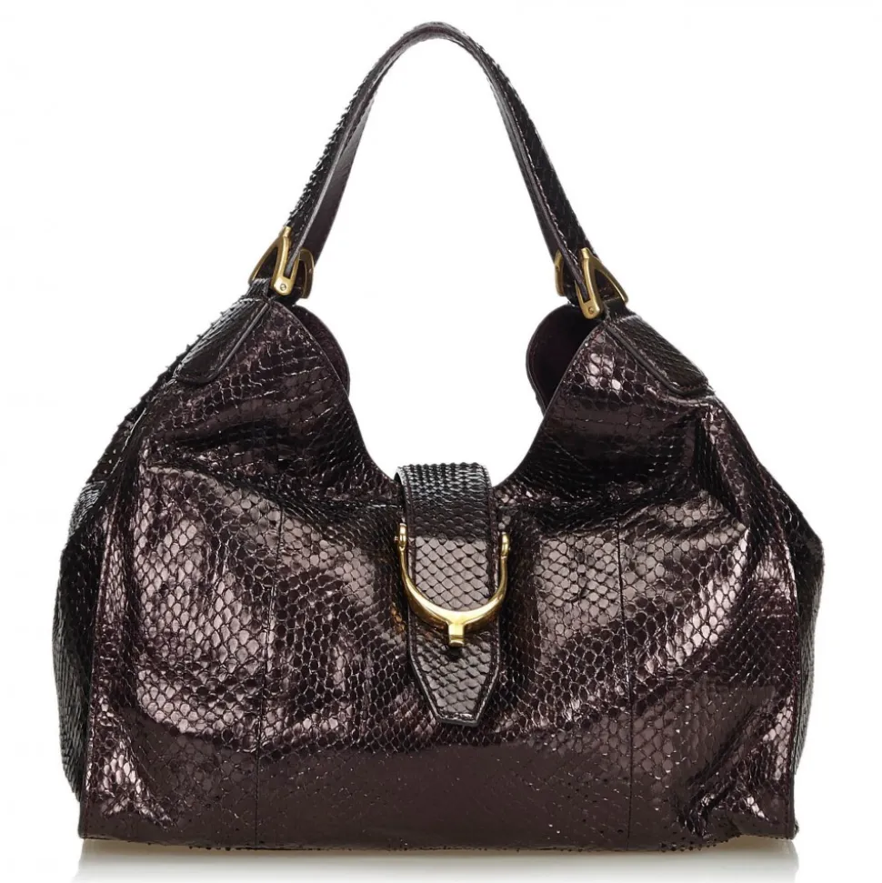 Gucci Vintage - Python Soft Stirrup Shoulder Bag - Brown - Python Leather Handbag - Luxury High Quality - Avvenice