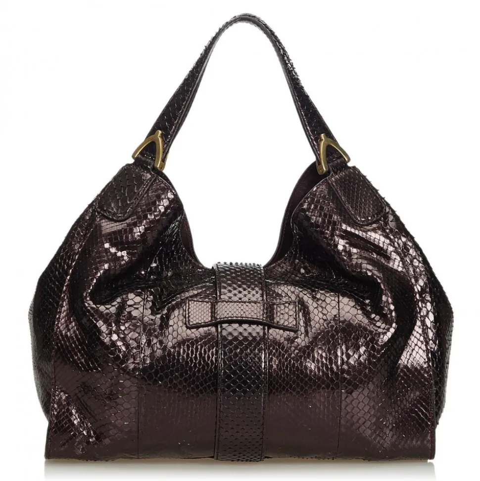 Gucci Vintage - Python Soft Stirrup Shoulder Bag - Brown - Python Leather Handbag - Luxury High Quality - Avvenice