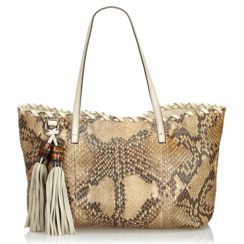 Gucci Vintage - Python Tote Bag - Brown - Python Leather Handbag - Luxury High Quality - Avvenice