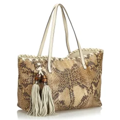 Gucci Vintage - Python Tote Bag - Brown - Python Leather Handbag - Luxury High Quality - Avvenice