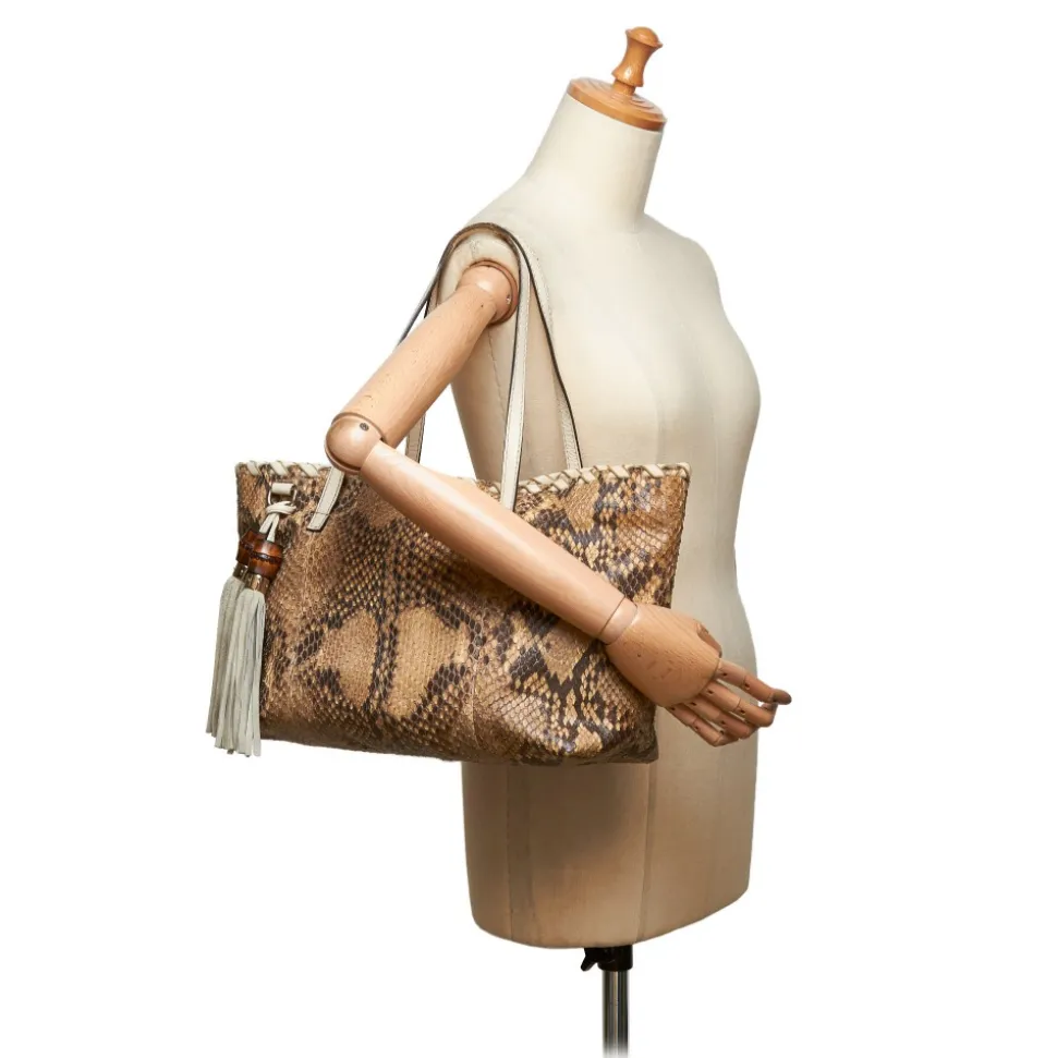 Gucci Vintage - Python Tote Bag - Brown - Python Leather Handbag - Luxury High Quality - Avvenice