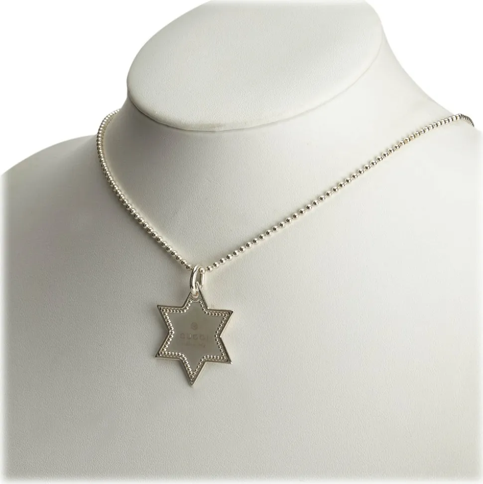 Gucci Vintage - Star Dog Tag Necklace - Silver - Gucci Necklace - Luxury High Quality - Avvenice
