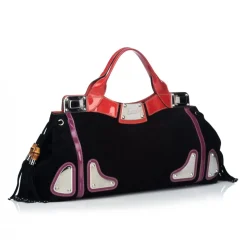 Gucci Vintage - Suede Race Handbag Bag - Black - Leather Handbag - Luxury High Quality - Avvenice