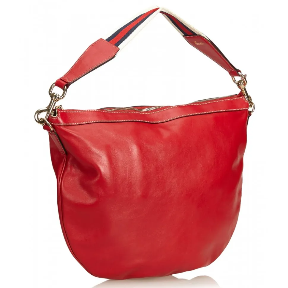 Gucci Vintage - Web Leather Shoulder Bag - Red - Leather Handbag - Luxury High Quality - Avvenice