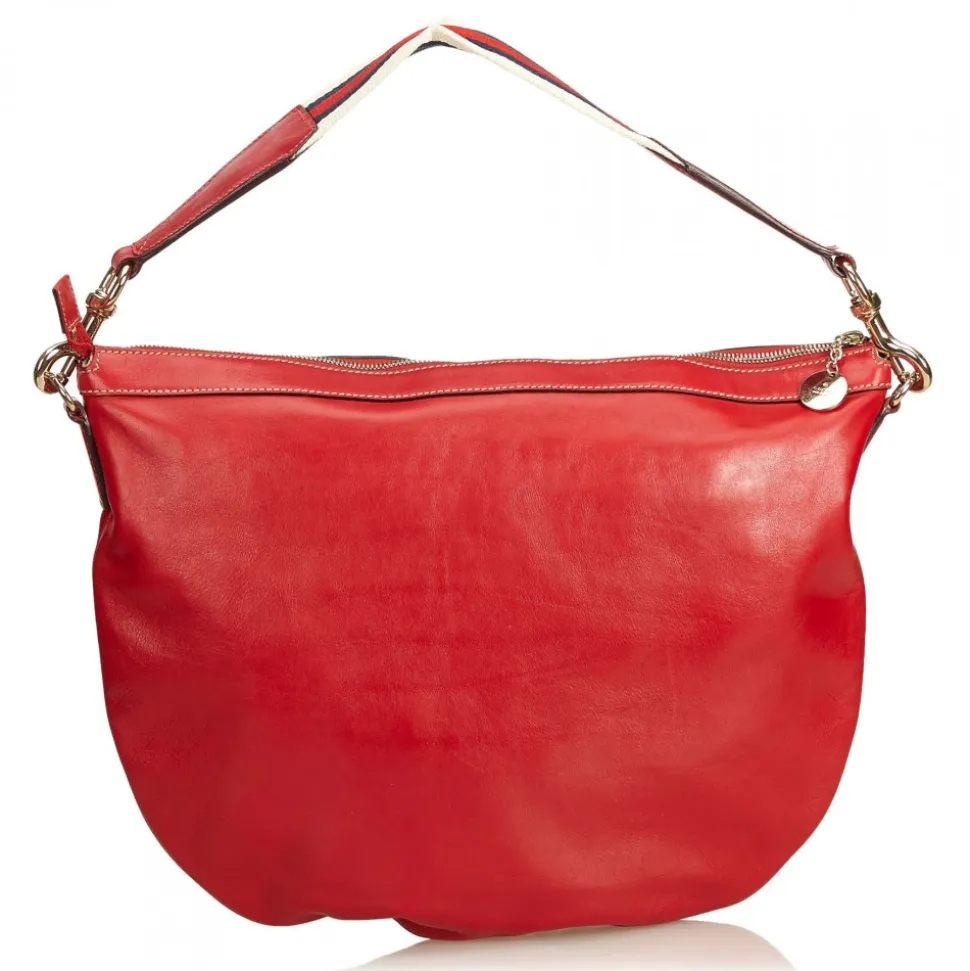 Gucci Vintage - Web Leather Shoulder Bag - Red - Leather Handbag - Luxury High Quality - Avvenice