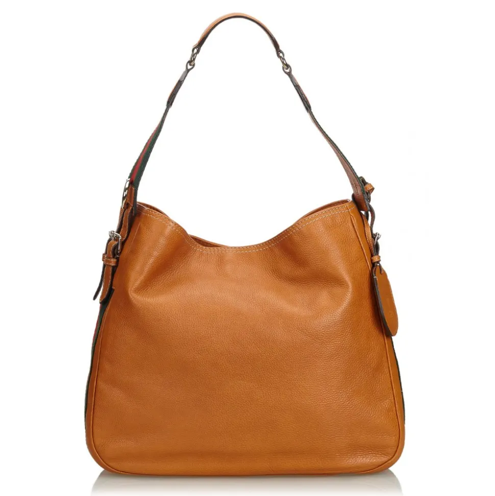 Gucci Vintage - Web Leather Heritage Hobo Bag - Brown - Leather Handbag - Luxury High Quality - Avvenice