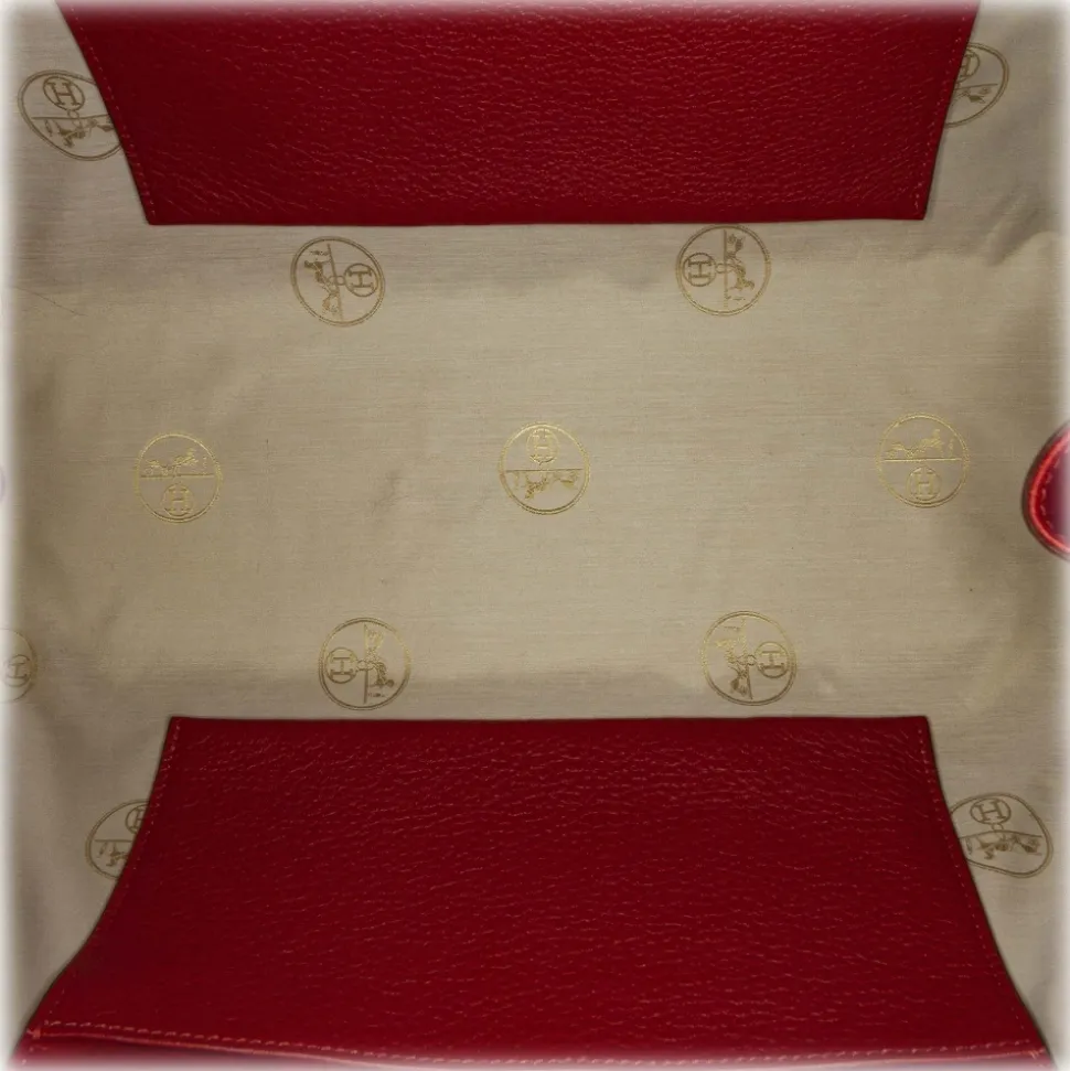 Hermès Vintage - Atlas Canvas Shoulder Bag - Orange Red - Leather Shoulder Bag - Avvenice