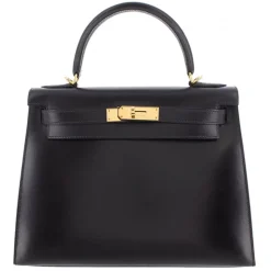 Hermès Vintage - Box Calf Kelly 28 - Black - Leather Handbag - Avvenice