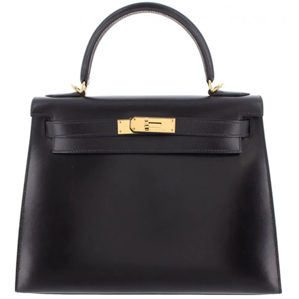 Hermès Vintage - Box Calf Kelly 28 - Black - Leather Handbag - Avvenice