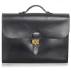 Hermès Vintage - Box Calf Sac a Depeches 38 - Blac - Leather Briefcase - Avvenice