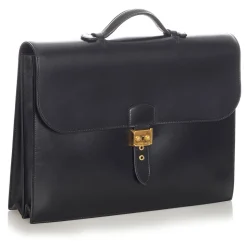 Hermès Vintage - Box Calf Sac a Depeches 38 - Blac - Leather Briefcase - Avvenice