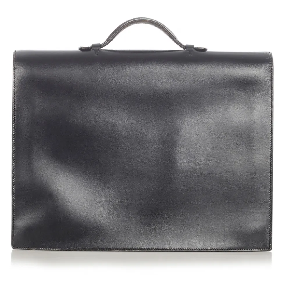 Hermès Vintage - Box Calf Sac a Depeches 38 - Blac - Leather Briefcase - Avvenice