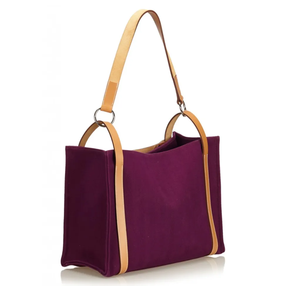 Hermès Vintage - Cabalicol Canvas Tote Bag - Purple Brown - Leather and Canvas Handbag - Luxury High Quality - Avvenice