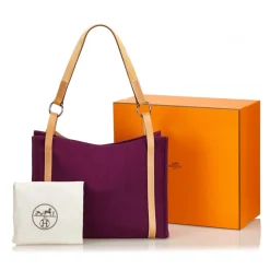Hermès Vintage - Cabalicol Canvas Tote Bag - Purple Brown - Leather and Canvas Handbag - Luxury High Quality - Avvenice