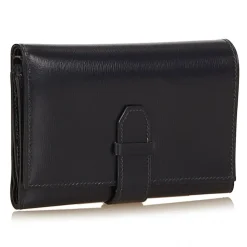 Hermès Vintage - Calf Leather Trifold Long Wallet - Blue Navy - Leather Wallet - Luxury High Quality - Avvenice