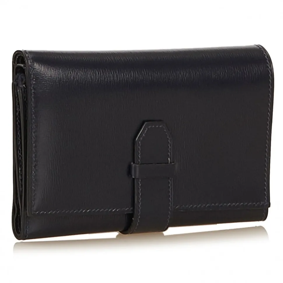 Hermès Vintage - Calf Leather Trifold Long Wallet - Blue Navy - Leather Wallet - Luxury High Quality - Avvenice
