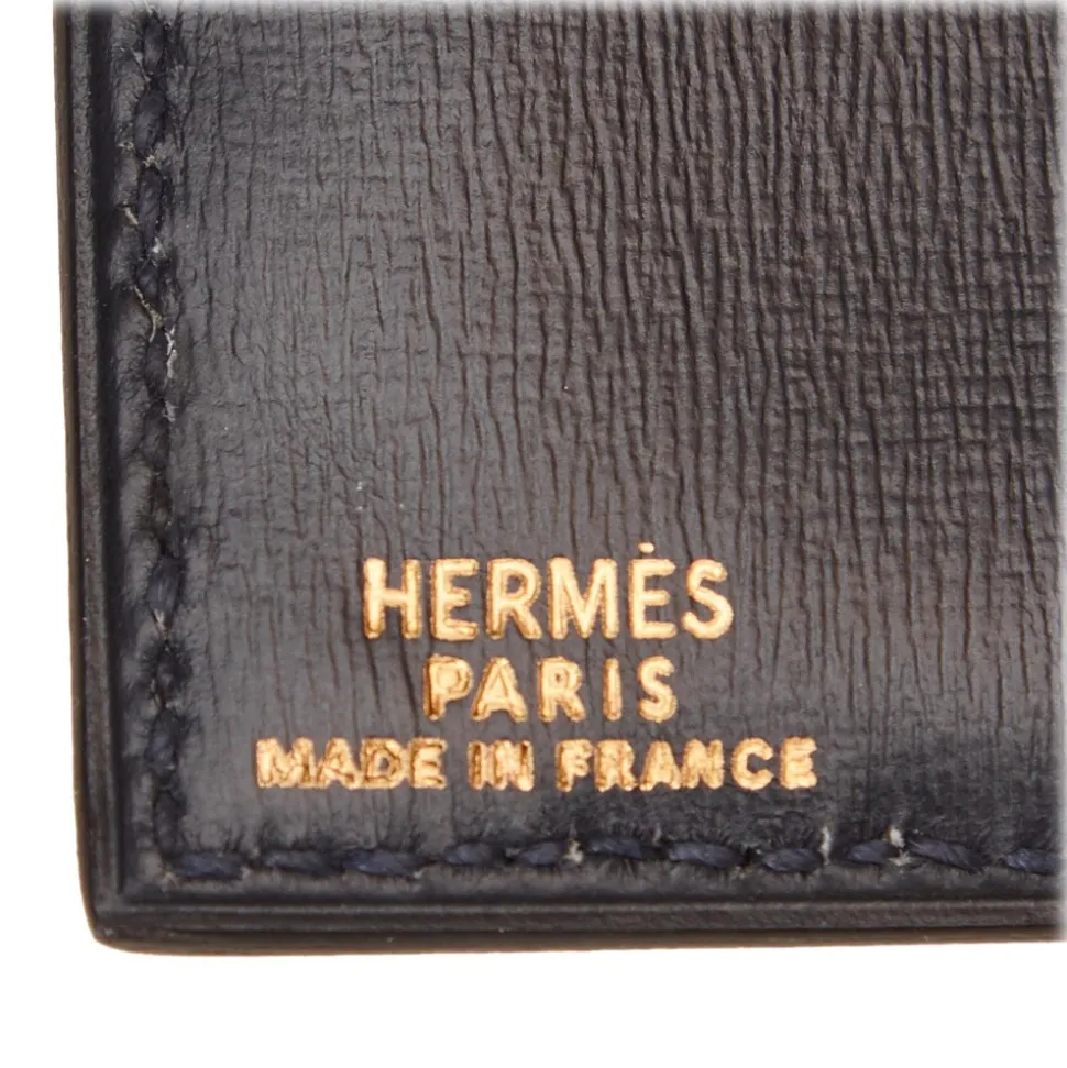 Hermès Vintage - Calf Leather Trifold Long Wallet - Blue Navy - Leather Wallet - Luxury High Quality - Avvenice