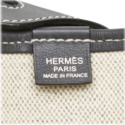 Hermès Vintage - Canvas Tote Bag - Ivory Brown White - Leather and Canvas Handbag - Luxury High Quality - Avvenice