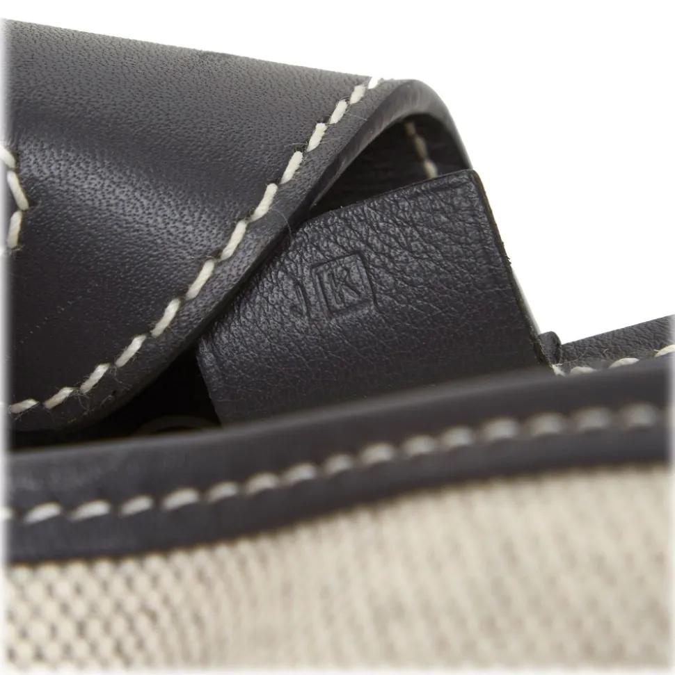 Hermès Vintage - Canvas Tote Bag - Ivory Brown White - Leather and Canvas Handbag - Luxury High Quality - Avvenice