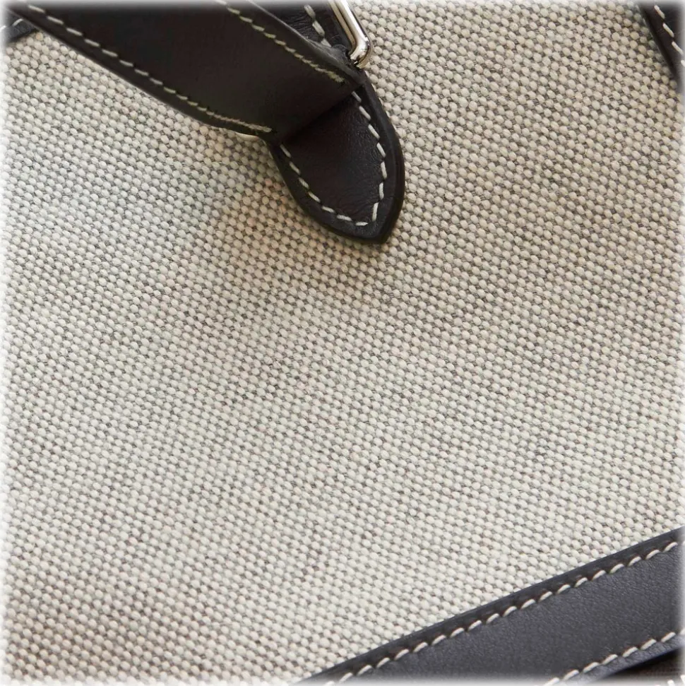 Hermès Vintage - Canvas Tote Bag - Ivory Brown White - Leather and Canvas Handbag - Luxury High Quality - Avvenice
