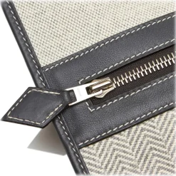 Hermès Vintage - Canvas Tote Bag - Ivory Brown White - Leather and Canvas Handbag - Luxury High Quality - Avvenice