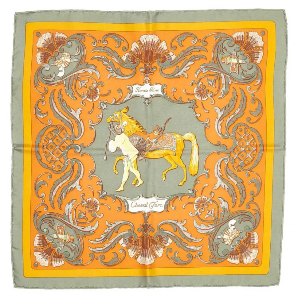 Hermès Vintage - Cheval Turc Silk Scarf - Orange Multi - Silk Foulard - Luxury High Quality - Avvenice