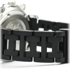 Hermès Vintage - Clipper Diver Chronograph Quartz Womens Watch - Black Silver - Stainless Steel Watch - Luxury High Quality - Avvenice