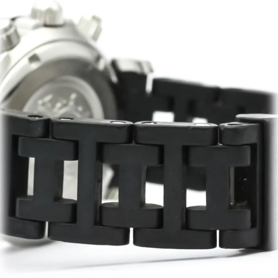 Hermès Vintage - Clipper Diver Chronograph Quartz Womens Watch - Black Silver - Stainless Steel Watch - Luxury High Quality - Avvenice