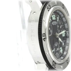 Hermès Vintage - Clipper Diver Chronograph Quartz Womens Watch - Black Silver - Stainless Steel Watch - Luxury High Quality - Avvenice