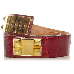 Hermès Vintage - Collier de Chien Belt - Red Gold - Leather Belt - Avvenice
