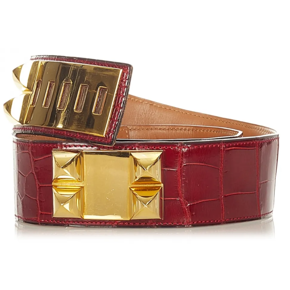 Hermès Vintage - Collier de Chien Belt - Red Gold - Leather Belt - Avvenice