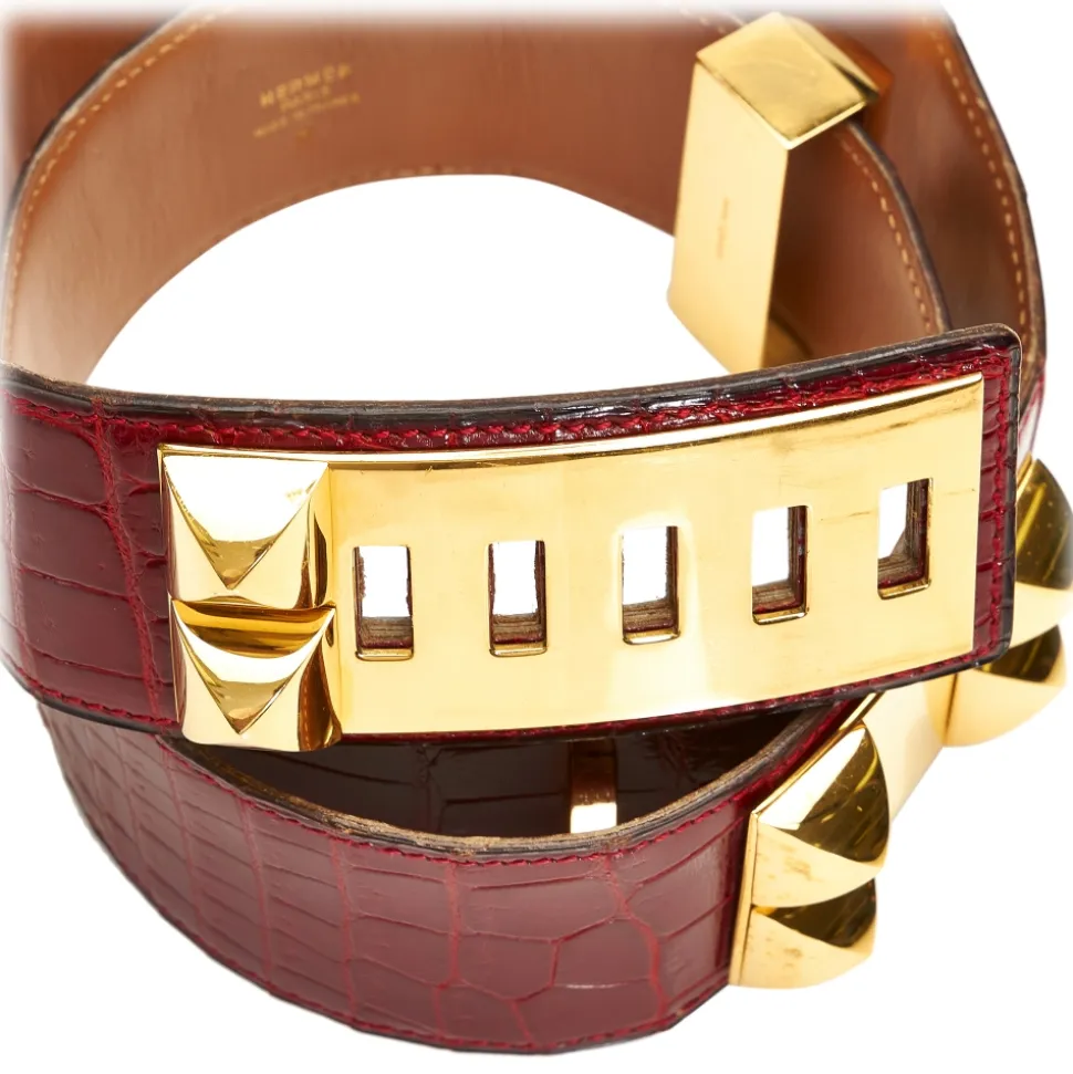 Hermès Vintage - Collier de Chien Belt - Red Gold - Leather Belt - Avvenice