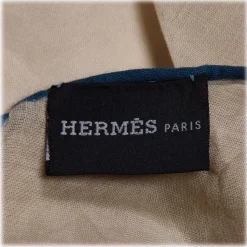 Hermès Vintage - Cotton Scarf - Brown Beige - Cotton Foulard - Luxury High Quality - Avvenice