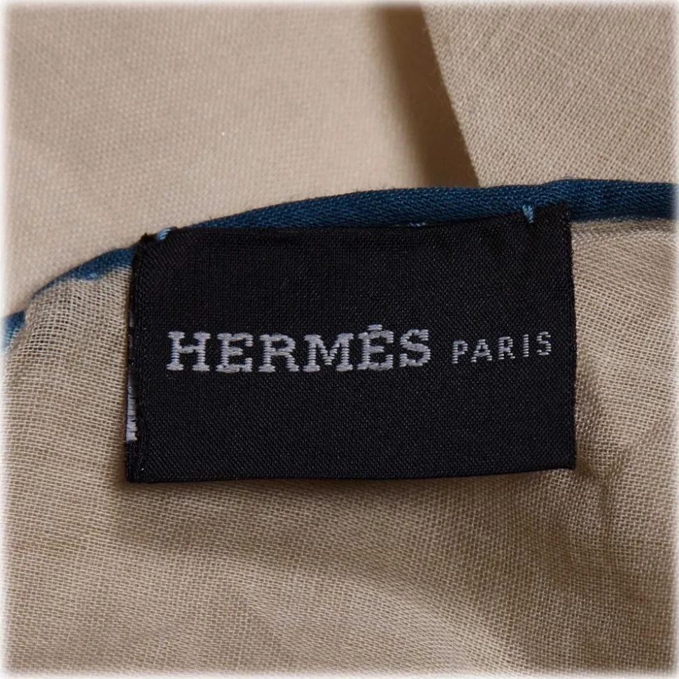 Hermès Vintage - Cotton Scarf - Brown Beige - Cotton Foulard - Luxury High Quality - Avvenice