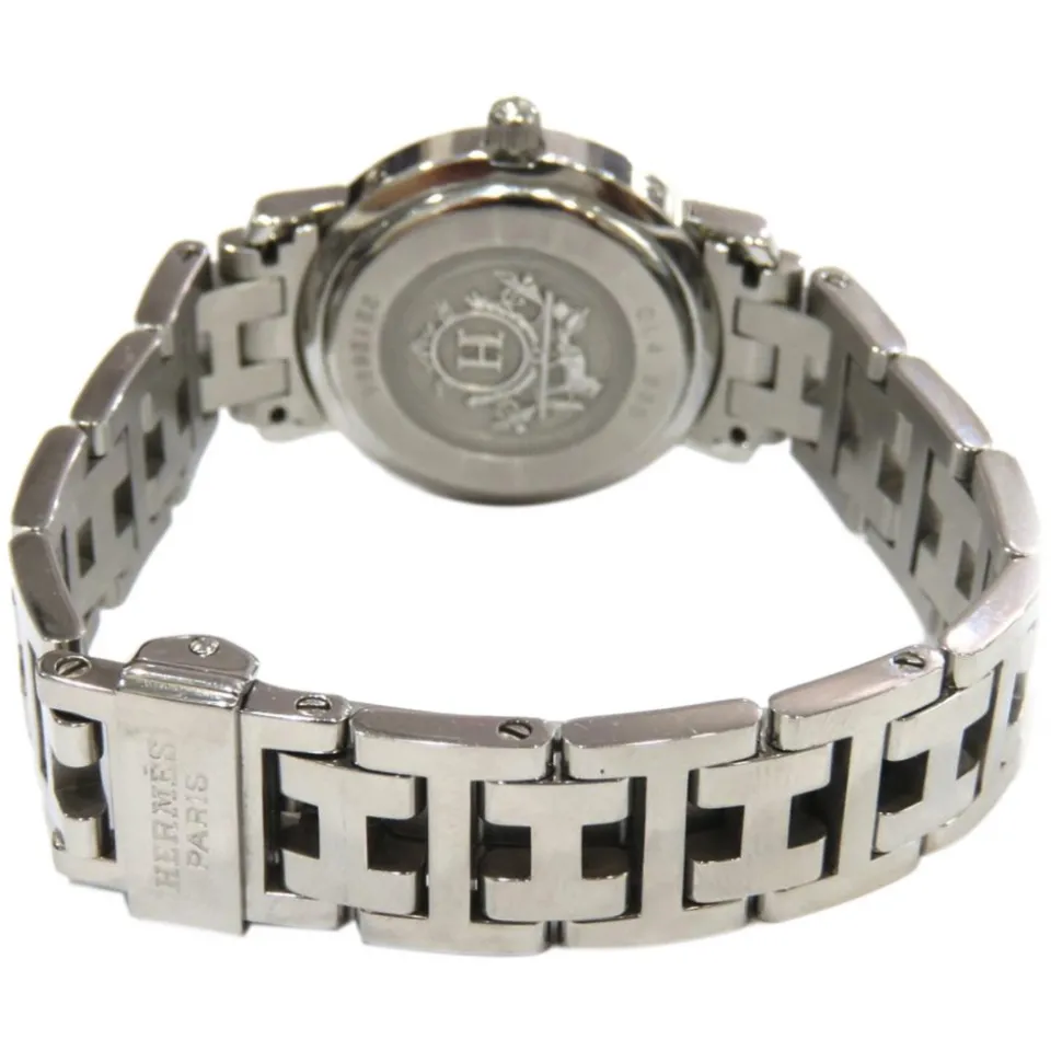 Hermès Vintage - Diamond Clipper Nacre Watch - Silver - Stainless Steel Watch - Avvenice