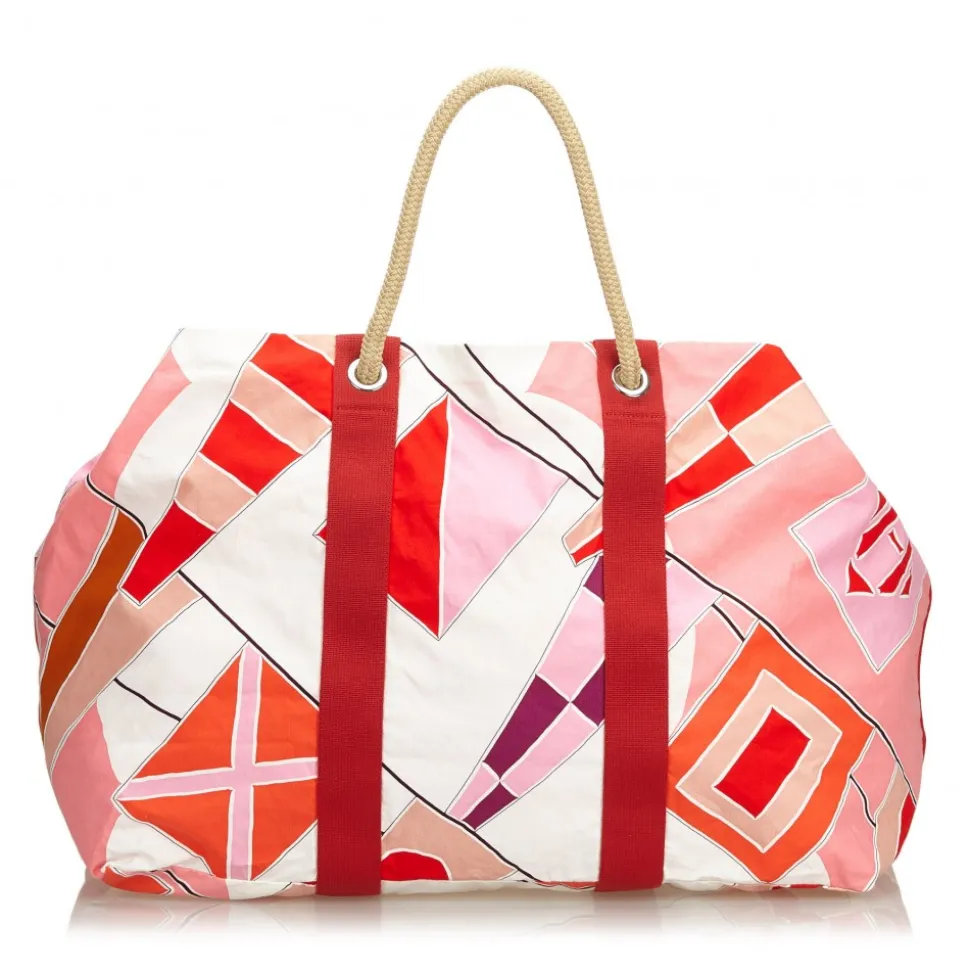 Hermès Vintage - Drapeaux Au Vent Travel Bag - Red - Fabric and Cotton Handbag - Luxury High Quality - Avvenice