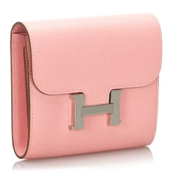 Hermès Vintage - Epsom Constance Compact Wallet - Pink - Leather Wallet - Luxury High Quality - Avvenice