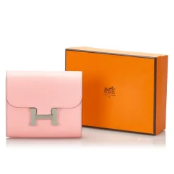 Hermès Vintage - Epsom Constance Compact Wallet - Pink - Leather Wallet - Luxury High Quality - Avvenice