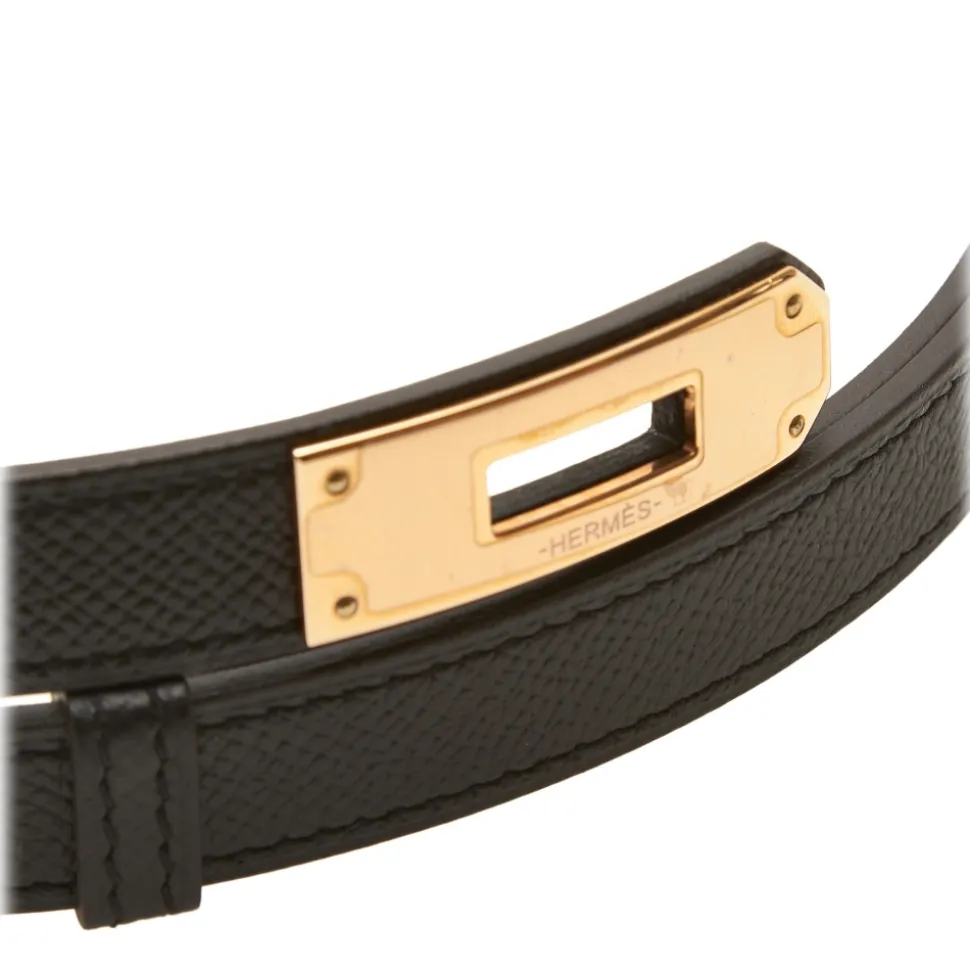 Hermès Vintage - Epsom Kelly Belt - Black Gold - Leather Belt - Luxury High Quality - Avvenice